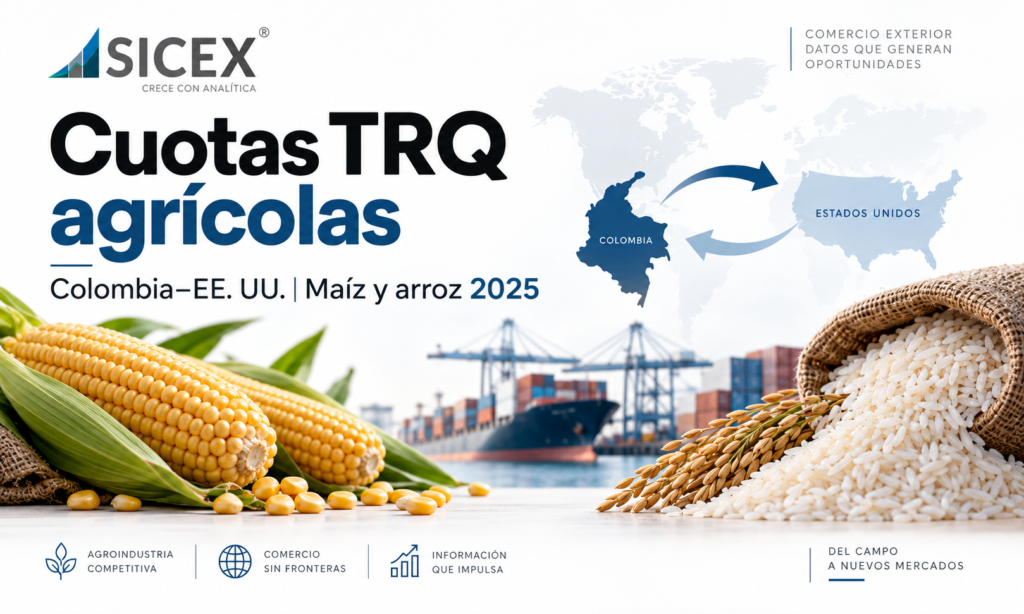 Cuotas TRQ Colombia–EE. UU.: ¿cuánto maíz y arroz importa Colombia bajo contingente?
