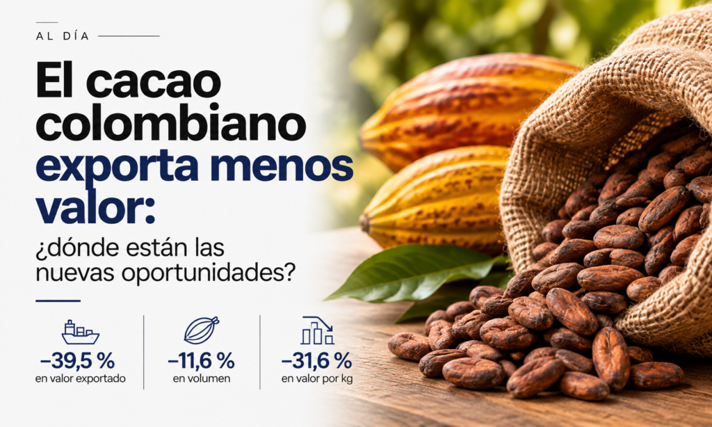 Exportaciones de cacao de Colombia caen 39,5 % en 2026: quién compra y dónde están las oportunidades